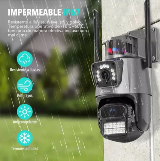 Camara Exterior de Vigilancia Doble Lente FULL